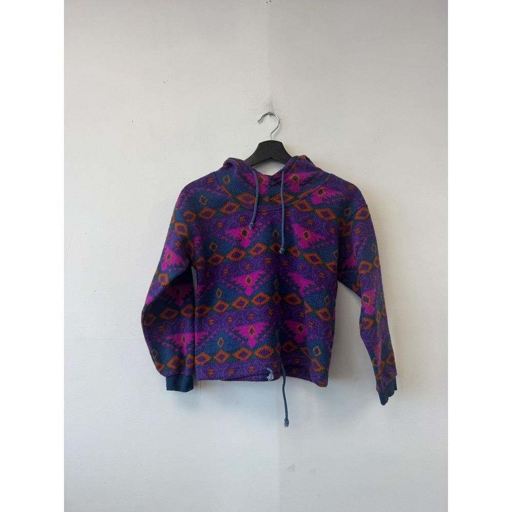 Kids Corps Hoodie Youth 10-12 Purple Fleece Pullover Aztec Geometric Print